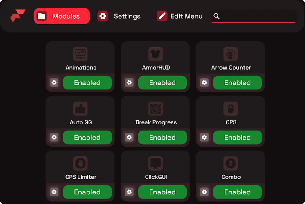 Flarial Client's Mod Menu